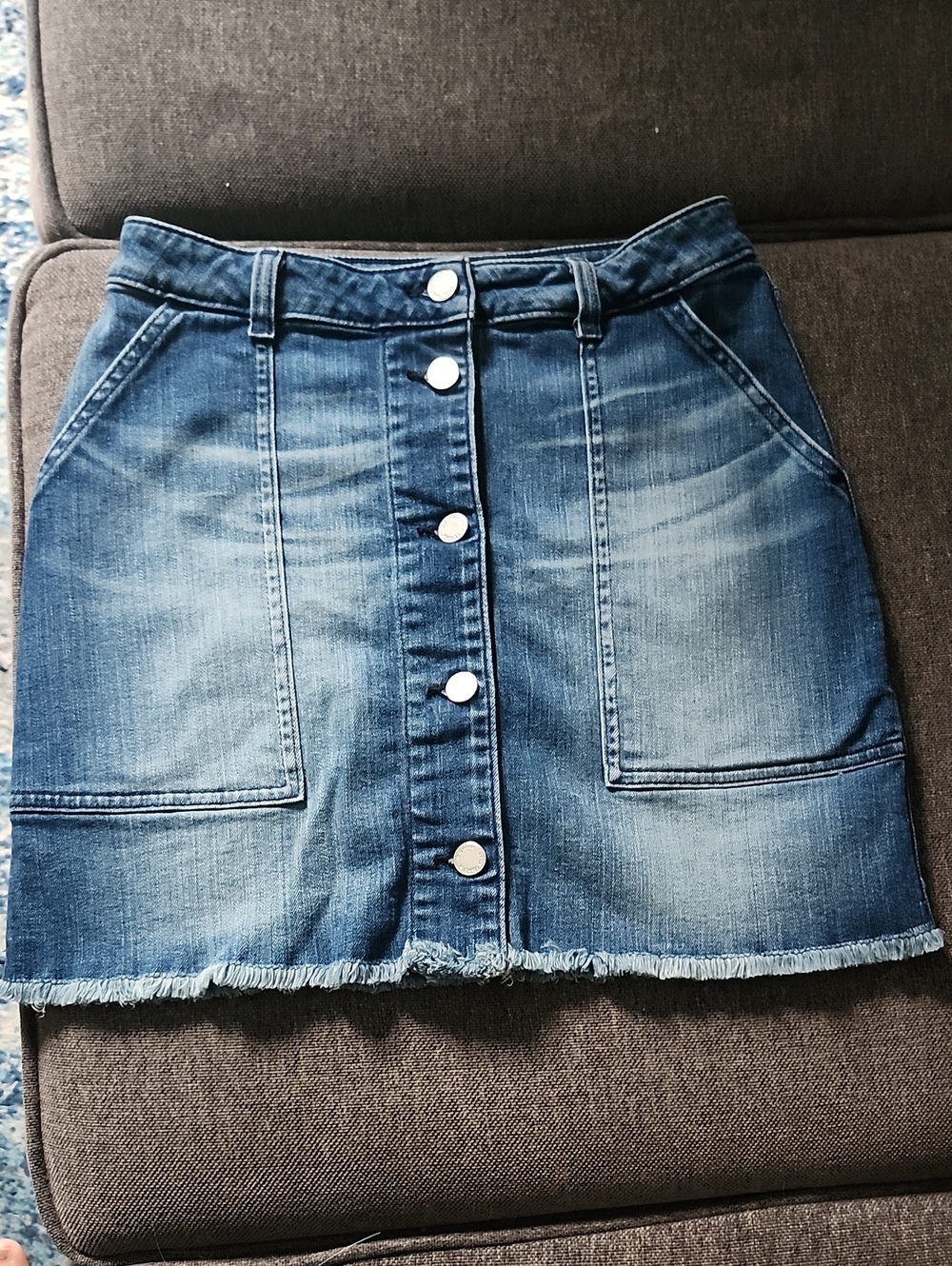Michael Kors Medium Blue Button-Front Denim Mini Skirt Size 2